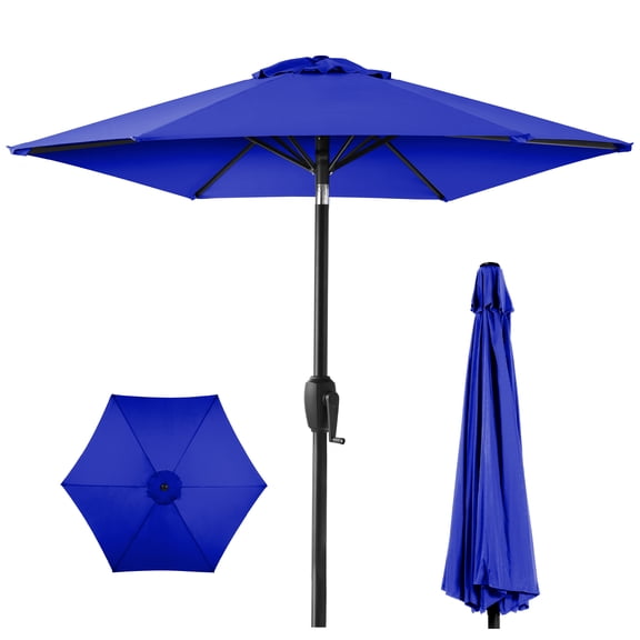 Best Choice Products 7.5ft Heavy-Duty Outdoor Market Patio Umbrella w/ Push Button Tilt, Easy Crank - Cobalt Blue