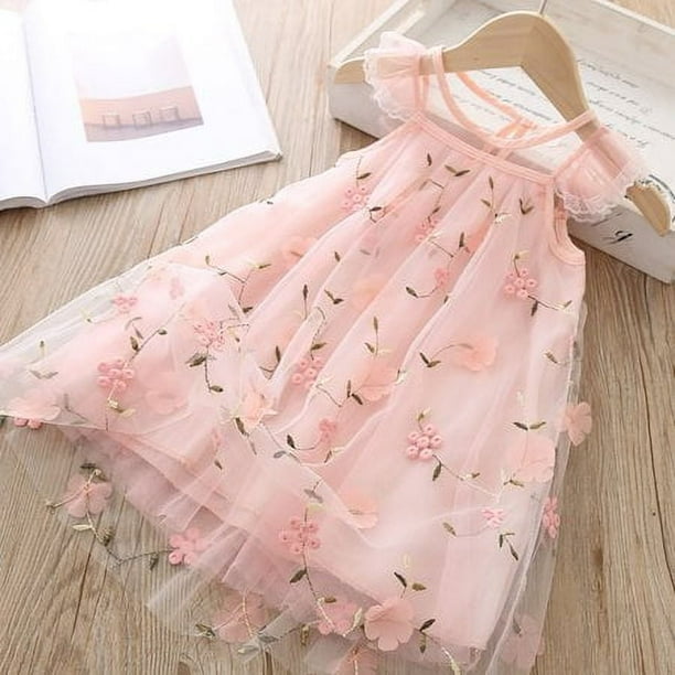 Vestido de princesa con tutú floral para niñas pequeñas, para fiestas, bodas y desfiles, 5-6 años