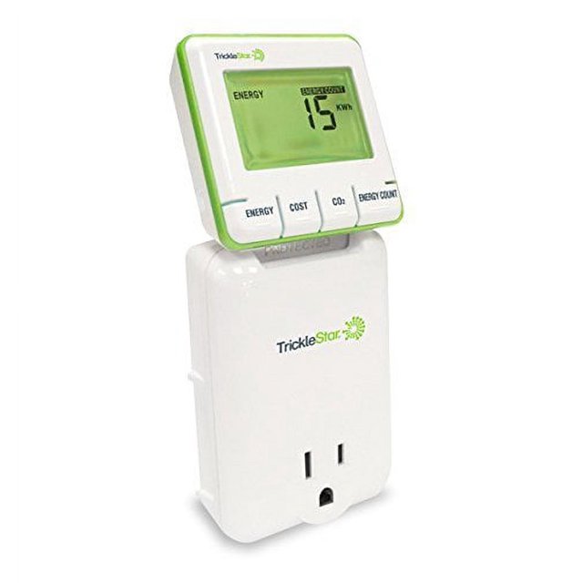 Monitor de energía enchufable TrickleStar TS2003. Mostrar el consumo instantáneo de energía en vatios, costo y CO2