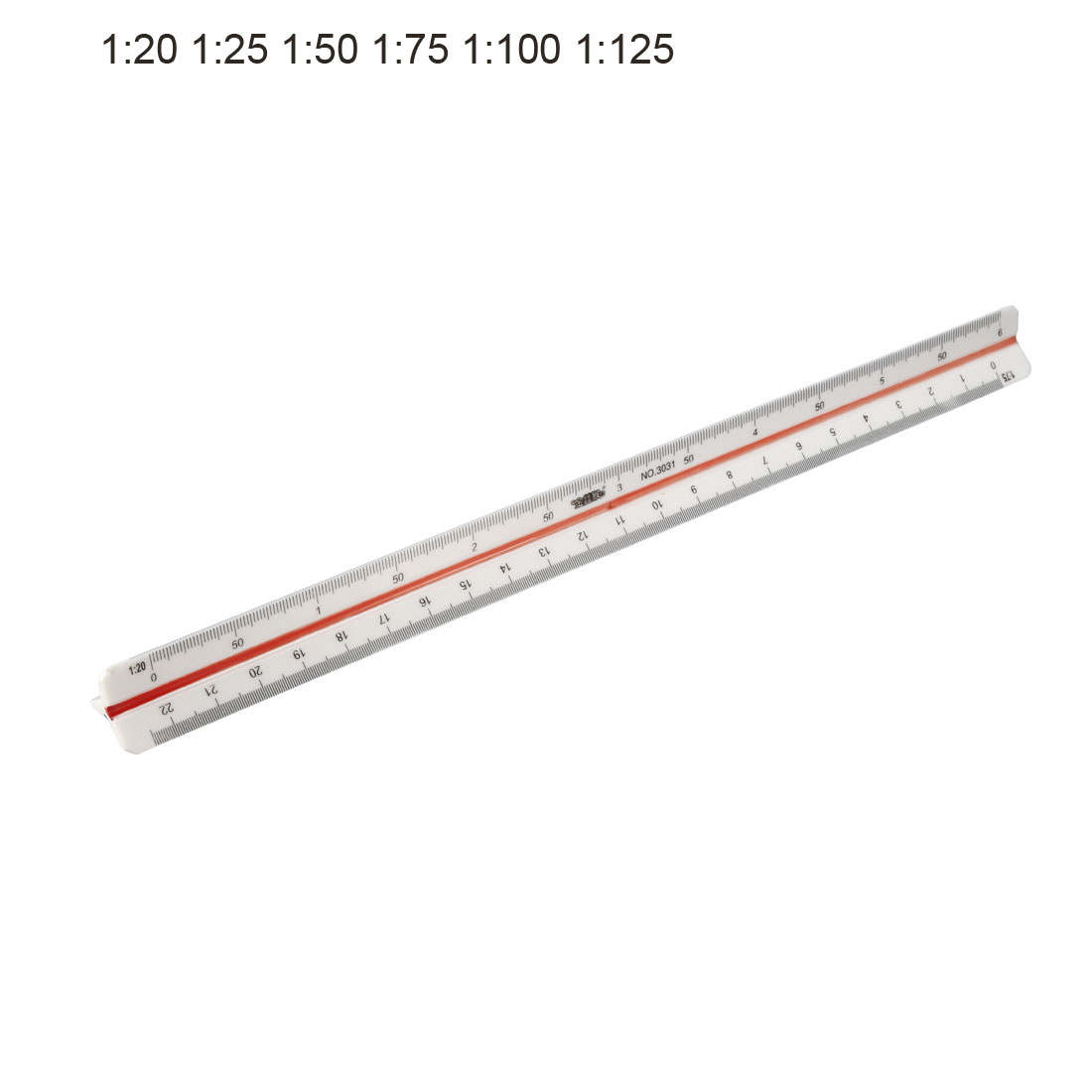 Uxcell 11.81'' Scale Ruler Engineer Triangular Scale Architect Ruler  Plastic Silver Tone 1pcs 