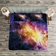thumbnail image 3 of Ambesonne Galaxy Quilted Bedspread Set 3 Pcs, Alluring Nebula Stars, King Size, Black Purple and Yellow, 3 of 3