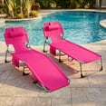 thumbnail image 4 of Costway Chaise Longue Portable avec Dossier Réglable à 4 Positions, Trous pour le Visage et les Bras Rose, 4 of 9