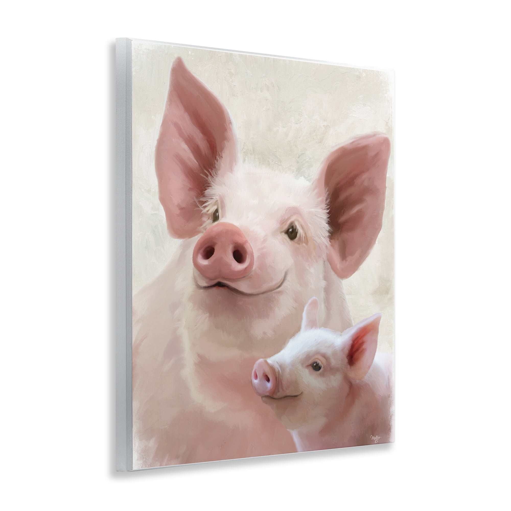 Stupell Industries Piglet & Mom Portrait Wall Plaque Art, design by Mollie B.