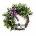 thumbnail image 5 of Clearance! 15.75In Patriotic Fabric Front Door Wreath With Metal Star Bow Holiday Decor Seasonal Home for 4th Of July Memorial Day Veterans Day Front Door Porch Wall Mantel Entryway Home Party Decor, 5 of 6