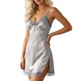thumbnail image 4 of ZyeKqe Babydoll Lingerie for Women Spaghetti Strap Sleeveless V Neck Side Slit Nightgown Casual Loungewear Sleep Shirts, 4 of 6