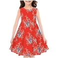 thumbnail image 2 of Cethrio Kids Girls Casual Dresses, Print Sleeveless Crew Neck Summer Clothes Red Size 4-5 T, 2 of 3
