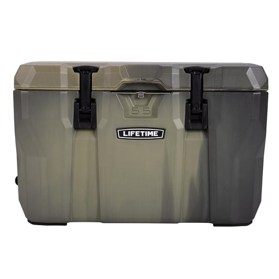 Lifetime 55 qt Bear-Resistant Camping Cooler, Premium High Performance, Ice Retention, Hard Cooler, 60 Can Capacity, Moss Fusion (91447)