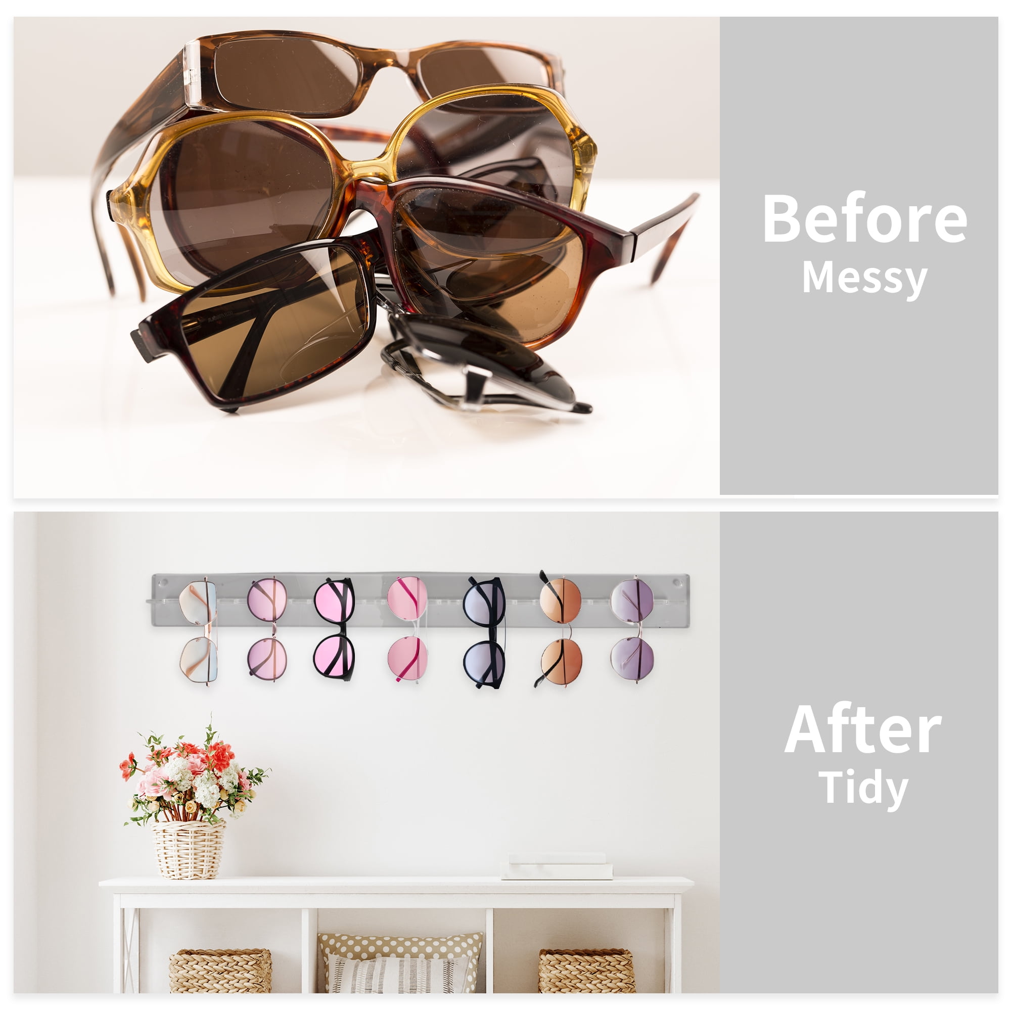 Unique Bargains Acrylic Sunglasses Organizer Wall Mounted Eyeglasses Holder
