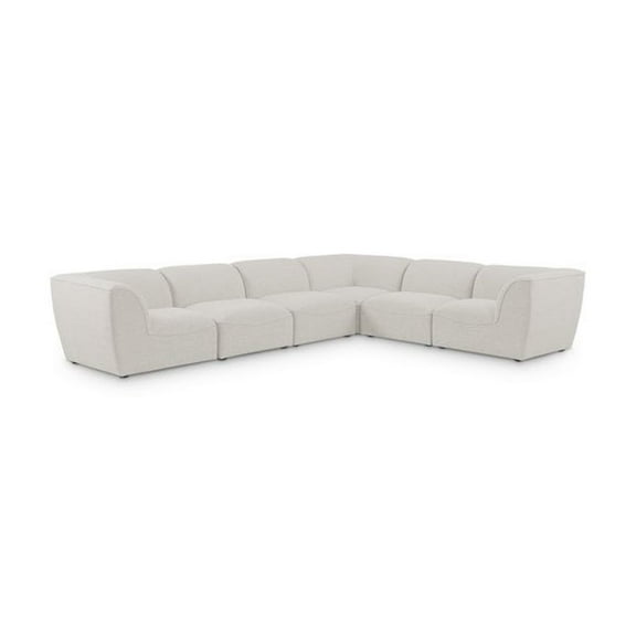 Meridian Furniture Miramar Cream Durable Linen Textured Modular Sectional