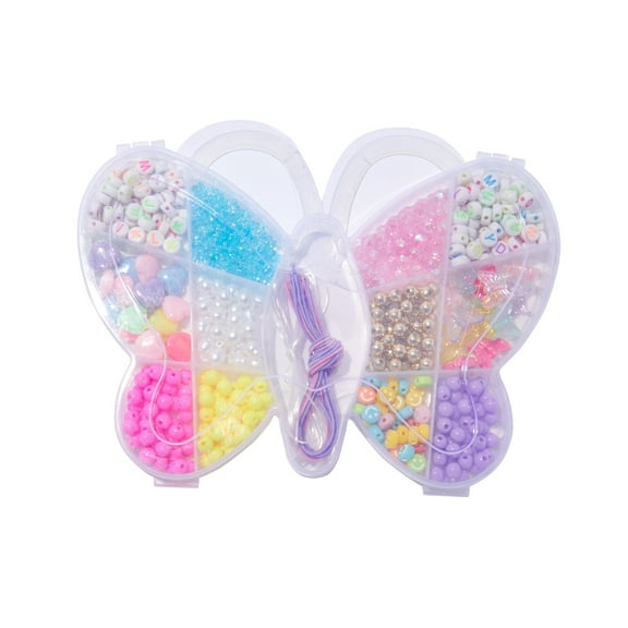 Claire's Children's Rainbow Bead Bracelet & Necklace Making Kit in Butterfly Case