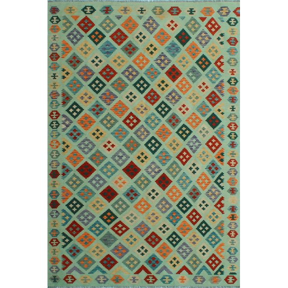 Sangat Jerrell Lt. Green/Rust Rug, 6'5" x 9'8"