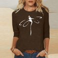 thumbnail image 2 of Pompotops T-shirt à Manches Mi-Longues 3/4 Imprimé Mode Femme Col Rond Manches Décontractées, 2 of 4
