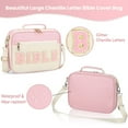 thumbnail image 3 of Bible Cover Case for Women, Large Preppy Chenille Letter Leather Bible Bag with Shoulder Strap,Pink Bible Carrying Tote Bags Case for Bible Study, Christmas Christian Gifts for Women Lady Teen Grils, 3 of 9