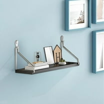 No Drill Wall Mounted Shelf with Adhesive Strips, Wood Floating Shelves for Bedroom Living Room, 30lbs Heavy Duty Storage Organizer Shelf for Home Office