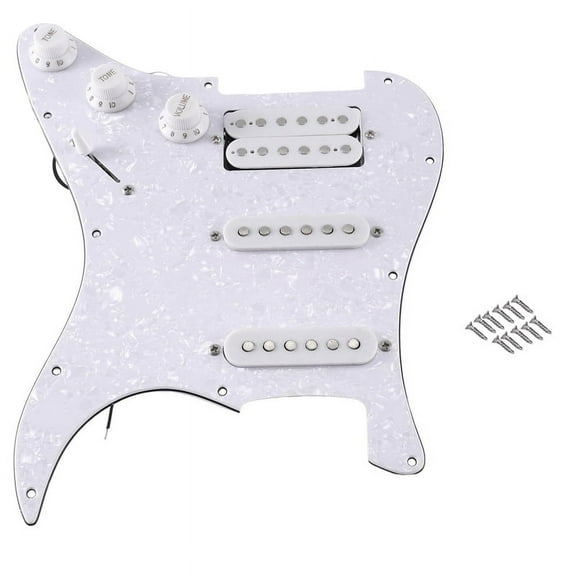 SQ Electric Guitar Loaded Prewired Electric Guitar Pickguard Pickup Assembly White Pearl,1 * Prewired Pickguard Set,White