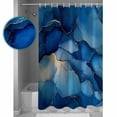 thumbnail image 3 of Abstract Blue Shower Curtain Set ，Waterproof Fabric Shower Curtains Golden Fluid Art Marble Stone Texture Modern Shower Curtains for Bathroom,Bathroom Decor 54x"78", 3 of 6