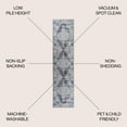 thumbnail image 3 of JONATHAN Y WASHABLE 2 x 8 Runner Rug, Regis Bohemian Medallion - Purple/Cream, WSH107C-28, 3 of 9