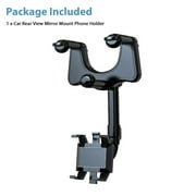 Car Phone Mount, TSV Rearview Mirror Cell Phone Holder, Universal Adjustable Rear View Mirror Clips Cradle, 360° Bracket Car Mount Fits for iPhone 14 13 12 Pro Max, Galaxy