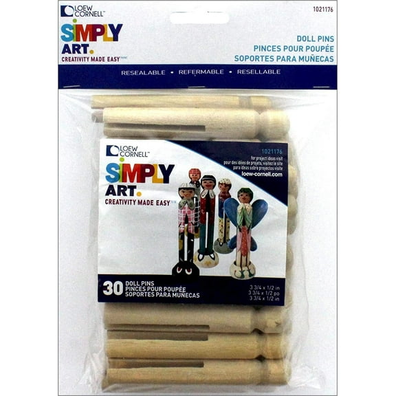 Loew Cornell Simply Art Wood Round Doll Pins 30 ct.