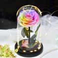 thumbnail image 4 of Rosa eterna en campana, hermosa rosa y cristal con luces LED, base de pino para el día de San Valentín, fiesta de cumpleaños, boda, día de la madre, regalos creativos kaili Sencillez, 4 of 5