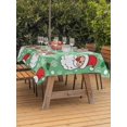 thumbnail image 3 of Outdoor Tablecloths with Umbrella Hole & Zipper, Merry Christmas 54x80 Inch Tablecloth Rectangle, Santa Claus Xmas Winter Leaves Snowflake Green Waterproof Table Cloth, Patio/Pool Table Covers, 3 of 8