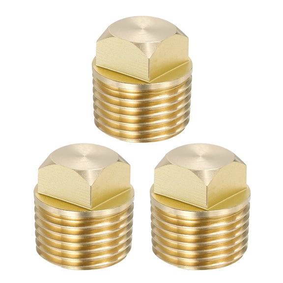 Uxcell 1/2 Inch NPT Boat Drain Plug, Solid Brass Drain Plugs for Kayak Fits Most Boats, Gold Tone 3 Pcs