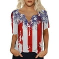 thumbnail image 2 of HEILAU American Flag Graphic T Shirts for Women 4th of July Short Sleeve T Shirt V Neck Top Casual Shirt Patriotic Tops, 2 of 6