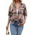 thumbnail image 3 of Womens Classic Button Down Plaid Flannel Shirts Long Sleeve Oversized Casual Business Blouse Tops, 3 of 9