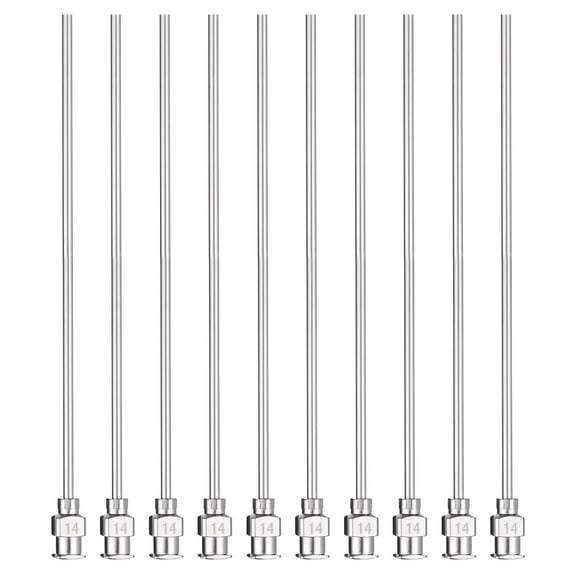 10pcs Dispensing Needles 14 Gauge 4 Inch Stainless Steel Blunt Tip Luer Connector for Refilling Glue Oil Thick Liquids Ink Lab Use, Silver