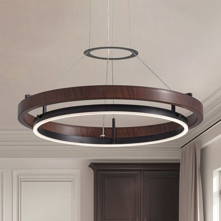 HOOMEDELIER 23.6" Black 1-light dimmable integrated LED Chandelier for Dining Room kitchen Island