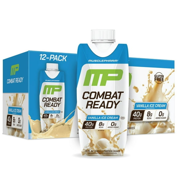 MusclePharm Combat Ready™ Protein Shake, Vanilla Ice Cream, 17 fl oz (500 ml)
