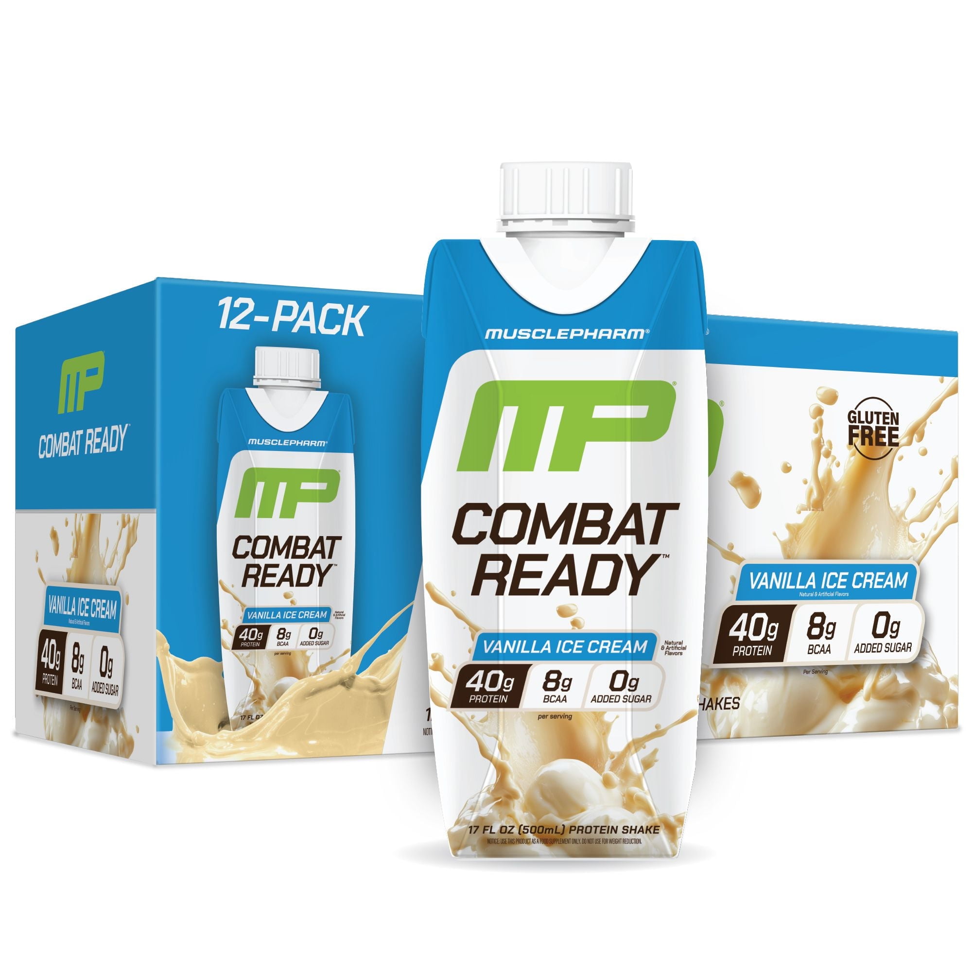 MusclePharm Combat Ready™ Protein Shake, Vanilla Ice Cream, 17 fl oz (500 ml)
