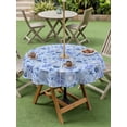 thumbnail image 5 of Outdoor Tablecloth with Umbrella Hole Zipper Blue Coastal Conch Round Tablecloth 54" Waterproof Outside Table Cloth Summer Ocean Starfish Coral Shell Patio Table Cover Tablecloths for Picnic Party, 5 of 8