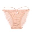 thumbnail image 2 of WULMLEO Silk Women's String Bikini Panties Sexy Ties Briefs Underpants Beige S, 2 of 3