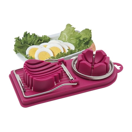 

Walmeck Egg Slicer 2 in1 Multifunction Kitchen Egg Slicer Sectione Cutter Mold Flower Edges Gadgets Stainless Steel Egg Slicer Cutter