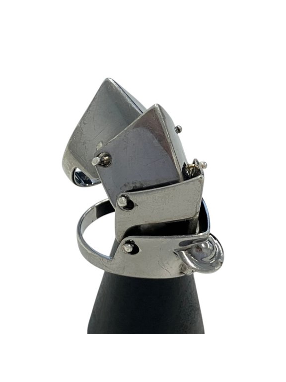 Pre-Owned Vivienne Westwood Armor Ring 925 L Black Silver Men's