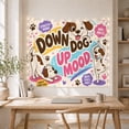 thumbnail image 5 of Down Dog Up Mood Cartoon Dogs in Yoga Poses, Cheerful Illustration Style for Dog Lovers, Dog Yoga Wall Art Birthday Gift, Tapestry Wall Hanging for Yoga Room and Dorm, 5 of 7