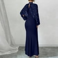 thumbnail image 4 of CIENVNSTG Women Long Dress Embroidered Stand Collar Stretch Slim Maxi Gown Female Autumn Party Sheath Dresses Navy XL, 4 of 4