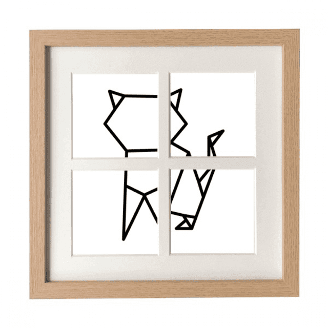 Resumen El gato origami forma geométrica Pantalla de escritorio de pared de marco 4 aperturas