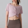 thumbnail image 6 of MOJOGO Summer Crop Tops for Women Short Sleeve Twist Front Tees Soft Moisture Wicking Workout T-Shirt for Gym Yoga S, 6 of 6