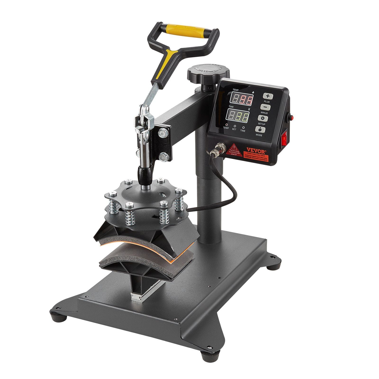 15x15 Inch Sublimation Heat Press Machine - 8-in-1 Combo with Mug, Hat & Plate Press Attachment (Black, Digital Control)