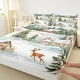 thumbnail image 3 of Manfei Winter Rustic Reindeer Twin Sheet Sets, Merry Christmas Twin Fitted Sheet, Teens Boys Girls Kids Flat Sheet, Breathable Home Decor, 3pcs, 3 of 7