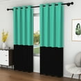 thumbnail image 3 of Lfeey Room Darkening Curtains, 84 inch long Blackout Curtains for Bedrooms, Cyan and Black, 2 Pieces, 3 of 6