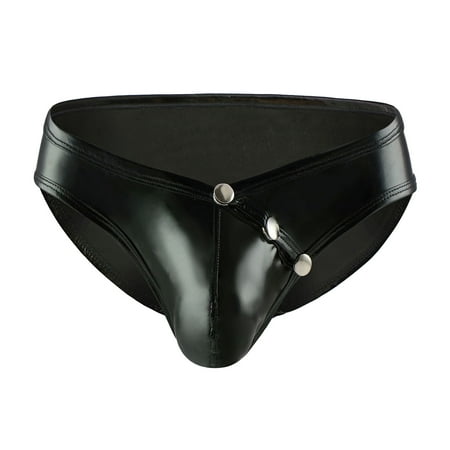 

Upgraded 2023 Gifts Men Casual Solid Briefs Patent Leather Panties Sexy Low Waist Buttoned Briefs