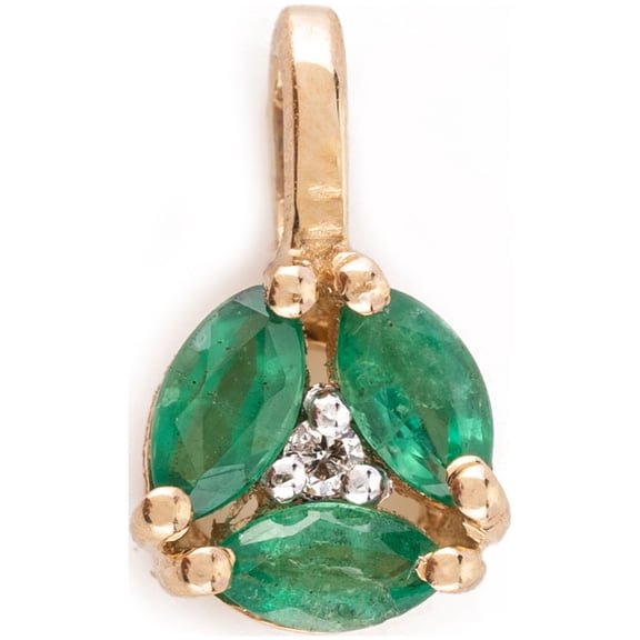VRJewels Womens Genuine Emerald Pendant 14K Solid Yellow Gold Dainty Necklace