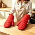 thumbnail image 5 of Oven Mitts and Pot Holders Set 4 Piece Heart Pattern Heat Resistant Cotton Kitchen Gloves for Baking Cooking Grilling and Serving Meals, 5 of 7