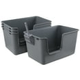 thumbnail image 4 of Melontray 4 Pack Extra Large Plastic High Sides Cat Litter Box with Scoop, Open Top Cat Litter Pan Basin, 24.41" x 15.75" x 12.6", Gray, 4 of 10