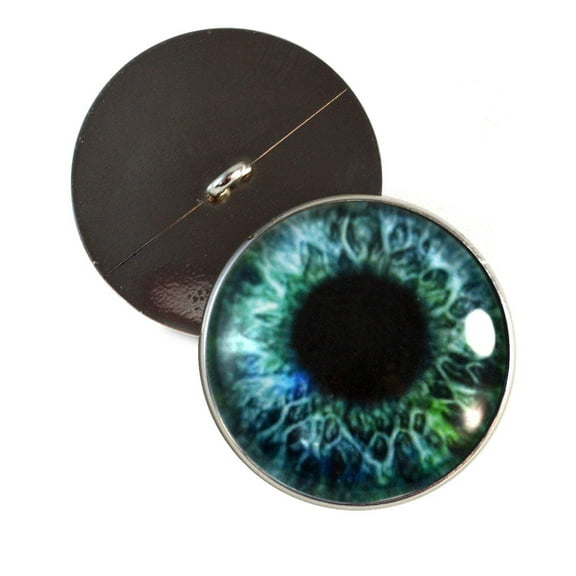 Blue and Green Human Inspired Sew-On Button Glass Eyes
