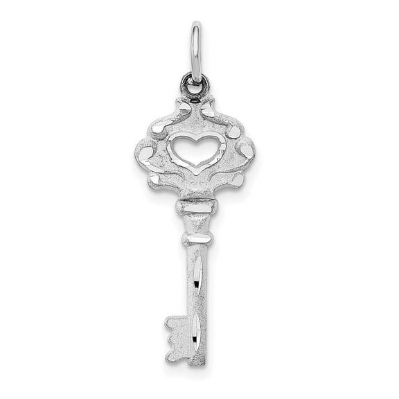 14k White Gold Polished Sparkle Cut Key Charm Pendant Necklace Measures 29.7x10.4mm - Bead Charm for Women