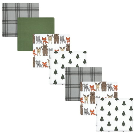 Luvable Friends Hudson Baby Flannel Receiving Blankets 7pk, Woodland Bloom